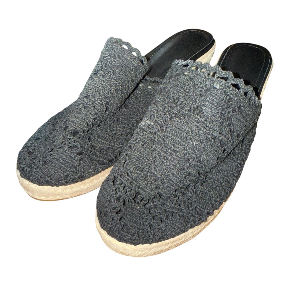 Women’s Espadrille Summer Wedge Slip On Crochet Size 10 Black  2” Wedge Boho New